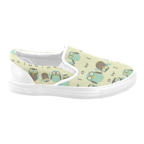 Energetic Owls Women's Unusual Slip-on Canvas Shoes (Model 019)