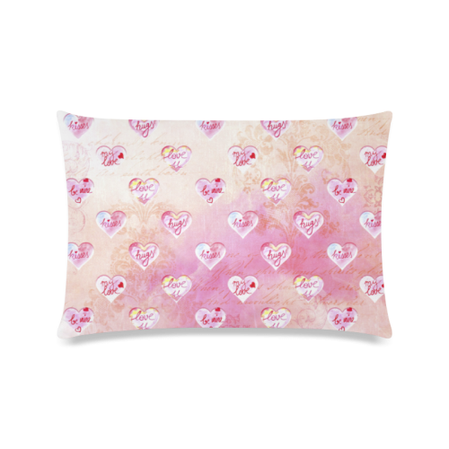 Vintage Pink Hearts with Love Words Custom Zippered Pillow Case 16"x24"(Twin Sides)