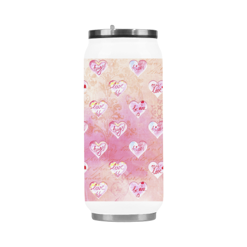 Vintage Pink Hearts with Love Words