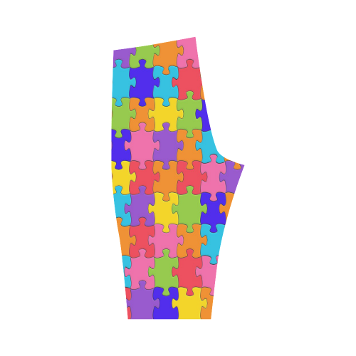 Multicolored Jigsaw Puzzle Hestia Cropped Leggings (Model L03)