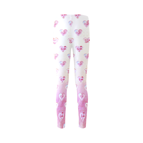 Vintage Pink Hearts with Love Words Cassandra Women's Leggings (Model L01)