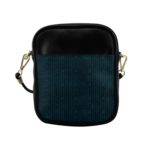 Turquoise Glitter Stripe Sling Bag (Model 1627)