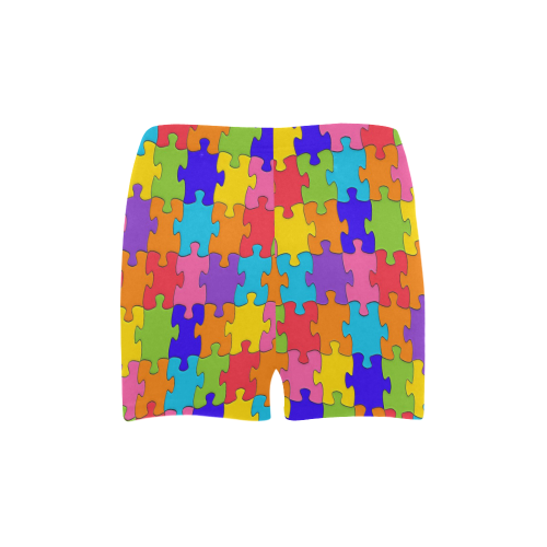 Multicolored Jigsaw Puzzle Briseis Skinny Shorts (Model L04)