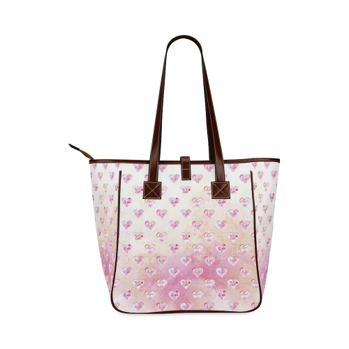 Vintage Pink Hearts with Love Words Classic Tote Bag (Model 1644)