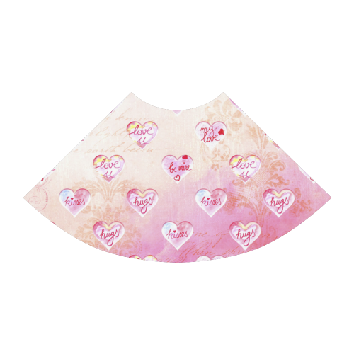 Vintage Pink Hearts with Love Words Atalanta Sundress (Model D04)