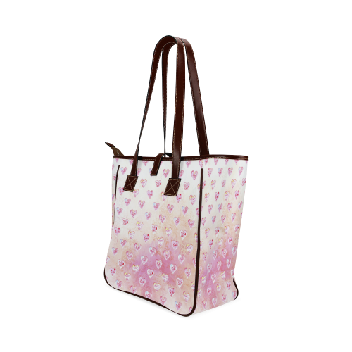 Vintage Pink Hearts with Love Words Classic Tote Bag (Model 1644)