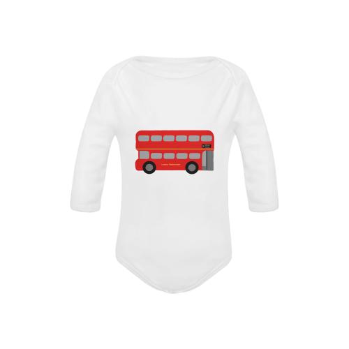 Red Routemaster Bus Baby Powder Organic Long Sleeve One Piece (Model T27)