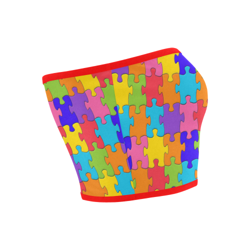 Multicolored Jigsaw Puzzle Bandeau Top