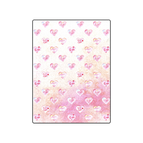 Vintage Pink Hearts with Love Words Blanket 50"x60"