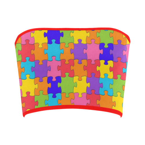 Multicolored Jigsaw Puzzle Bandeau Top