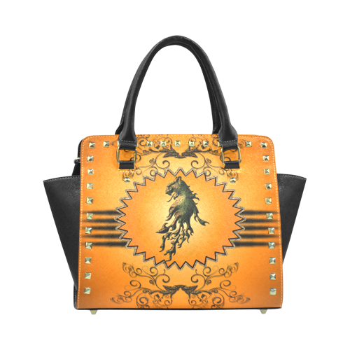 Lion with flame Rivet Shoulder Handbag (Model 1645)