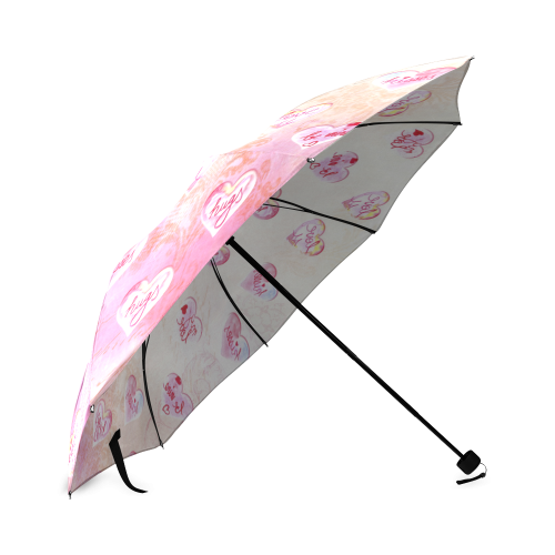 Vintage Pink Hearts with Love Words Foldable Umbrella (Model U01)