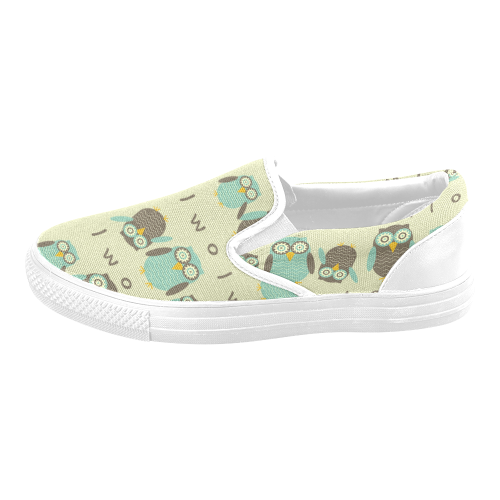 Energetic Owls Women's Unusual Slip-on Canvas Shoes (Model 019)