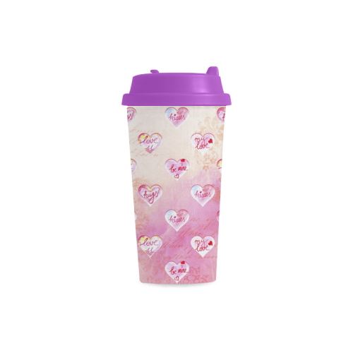 Vintage Pink Hearts with Love Words