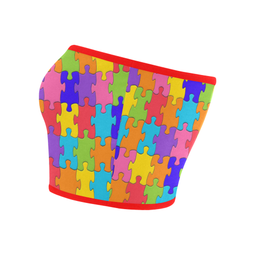 Multicolored Jigsaw Puzzle Bandeau Top