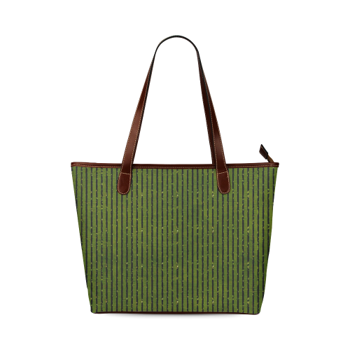 Green Glitter Stripe Shoulder Tote Bag (Model 1646)