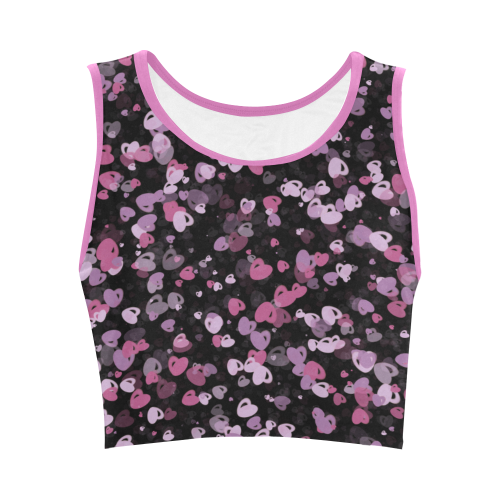 Pink and Gray Hearts Women's Crop Top (Model T42)