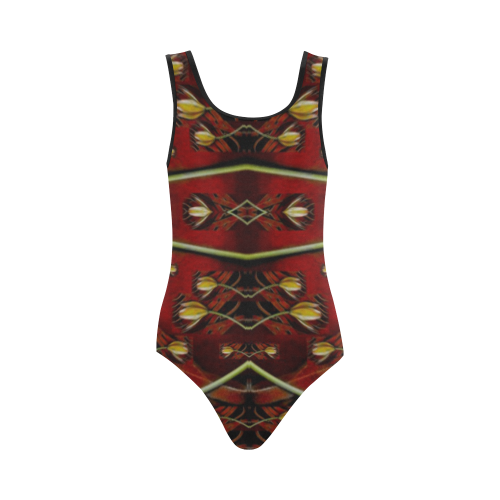 fantasy flowers and leather in a world of harmony Vest One Piece Swimsuit (Model S04)