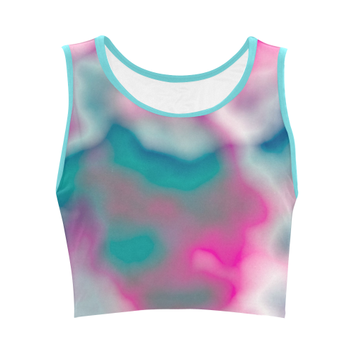 Tuquoise and Pink CLouds Women's Crop Top (Model T42)