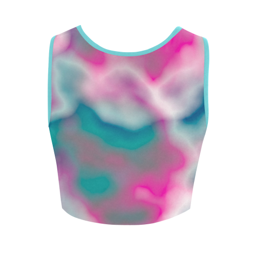 Tuquoise and Pink CLouds Women's Crop Top (Model T42)