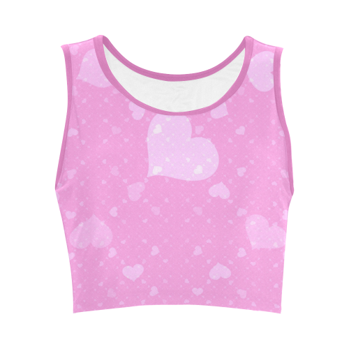 Pink Hearts Women's Crop Top (Model T42)