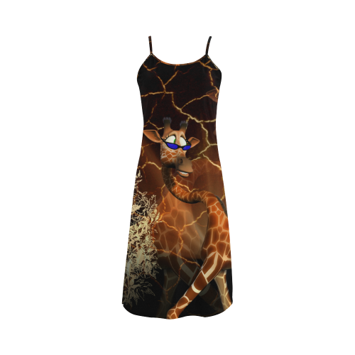 Giraffe with sunglasses Alcestis Slip Dress (Model D05)