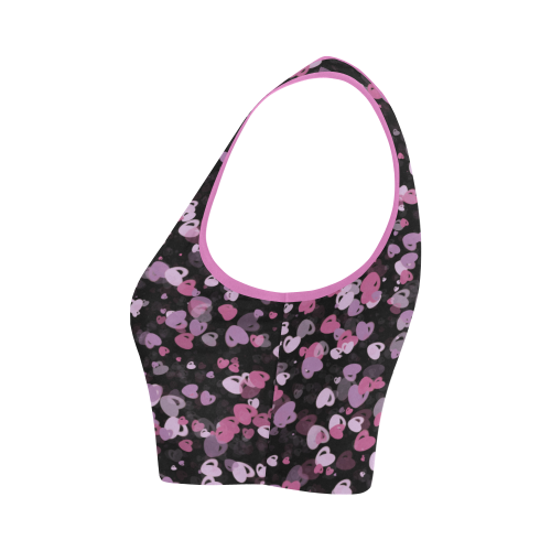 Pink and Gray Hearts Women's Crop Top (Model T42)