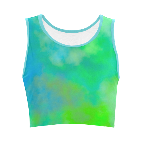 Green and Blue Clouds Women's Crop Top (Model T42)