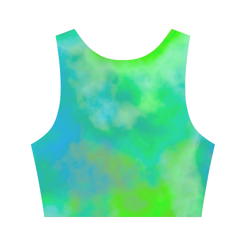 Green and Blue Clouds Women's Crop Top (Model T42)