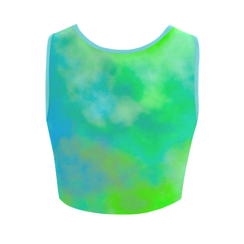 Green and Blue Clouds Women's Crop Top (Model T42)