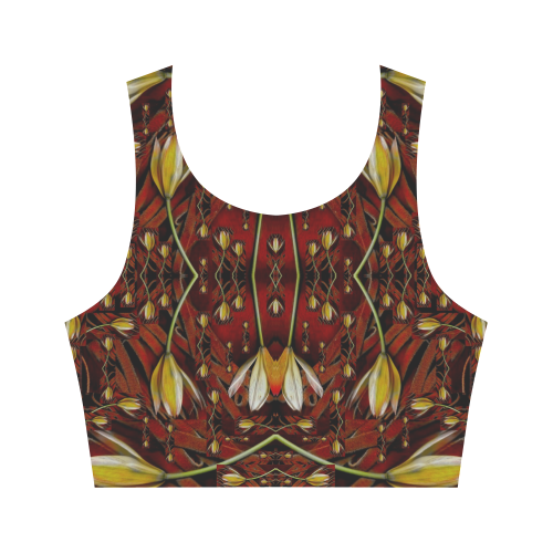 fantasy flowers and leather in a world of harmony Women's Crop Top (Model T42)