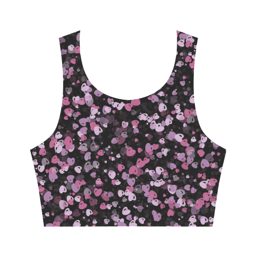 Pink and Gray Hearts Women's Crop Top (Model T42)