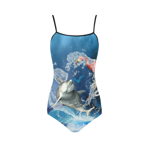 Dolphin with flamingo Strap Swimsuit ( Model S05)