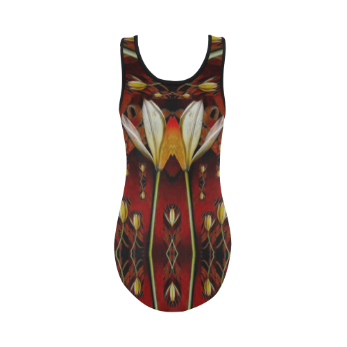 fantasy flowers and leather in a world of harmony Vest One Piece Swimsuit (Model S04)