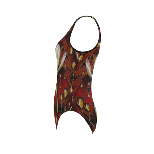 fantasy flowers and leather in a world of harmony Vest One Piece Swimsuit (Model S04)