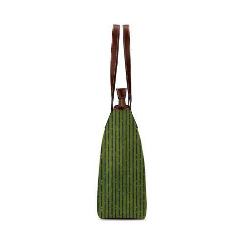Green Glitter Stripe Shoulder Tote Bag (Model 1646)