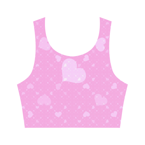 Pink Hearts Women's Crop Top (Model T42)