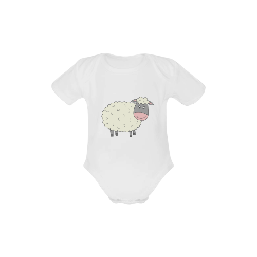 Baa Baa White Sheep Baby Powder Organic Short Sleeve One Piece (Model T28)