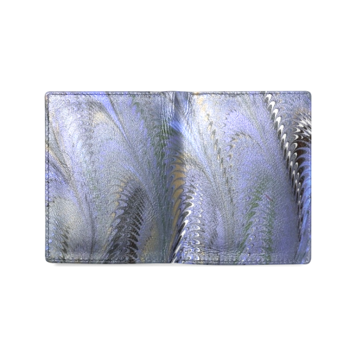 Retro Marbleized Waves Periwinkle Blue Men's Leather Wallet (Model 1612)