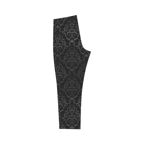 Black Grey Damasks Capri Legging (Model L02)