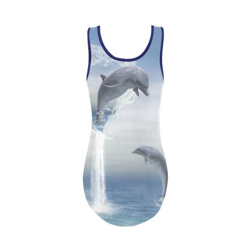 The Heart Of The Dolphins Vest One Piece Swimsuit (Model S04)