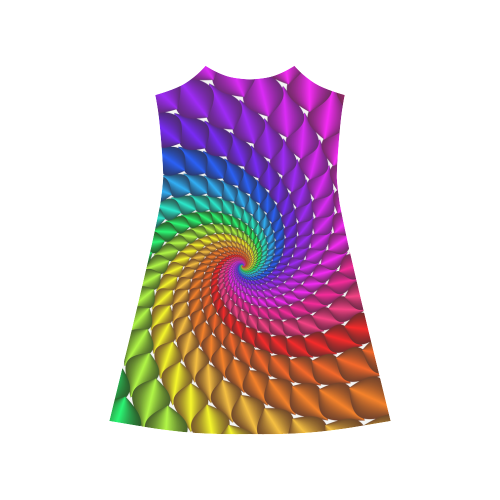 Psychedelic Rainbow Spiral Alcestis Slip Dress (Model D05)