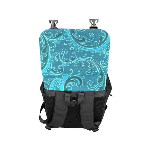 Vintage Swirls Curlicue Teal Turquoise Peacock Casual Shoulders Backpack (Model 1623)