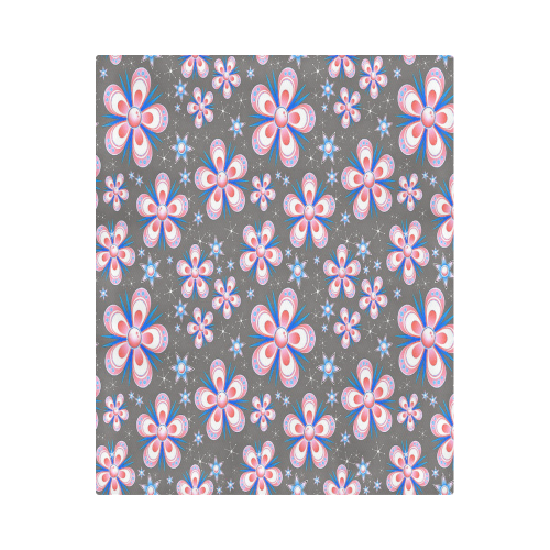 Red White Blue Flowers Duvet Cover 86"x70" ( All-over-print)