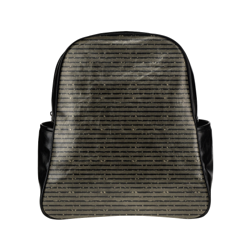 Sepia Glitter Stripe Multi-Pockets Backpack (Model 1636)