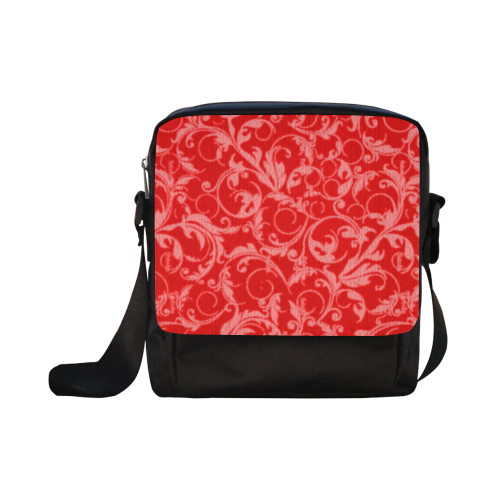 Vintage Swirls Coral Red Crossbody Nylon Bags (Model 1633)