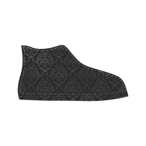Black Grey Damasks Women's Classic High Top Canvas Shoes (Model 017)