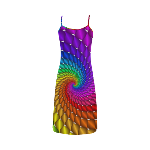 Psychedelic Rainbow Spiral Alcestis Slip Dress (Model D05)