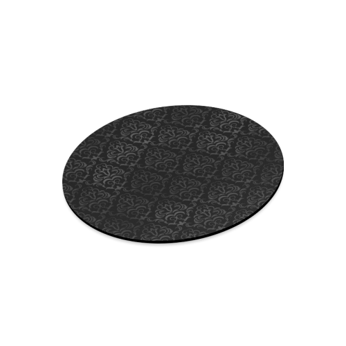 Black Grey Damasks Round Mousepad