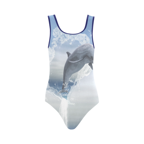 The Heart Of The Dolphins Vest One Piece Swimsuit (Model S04)